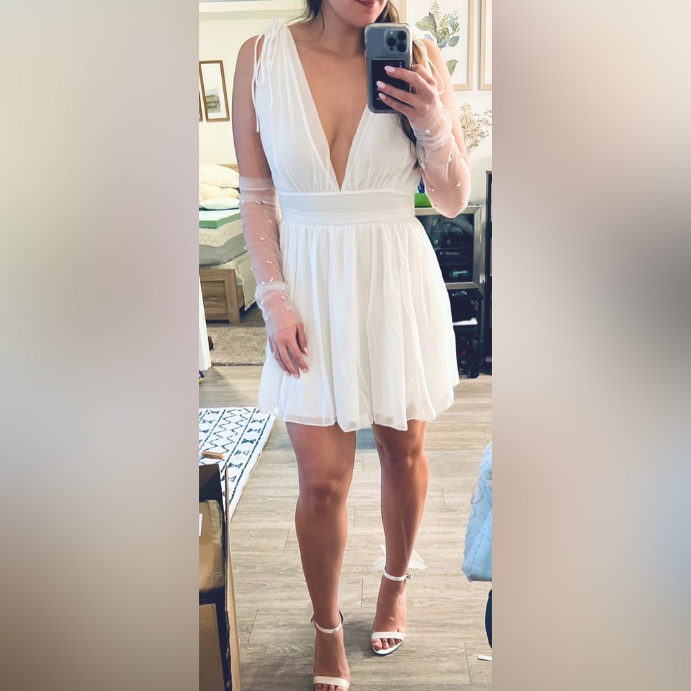 Super cute white mini dress!